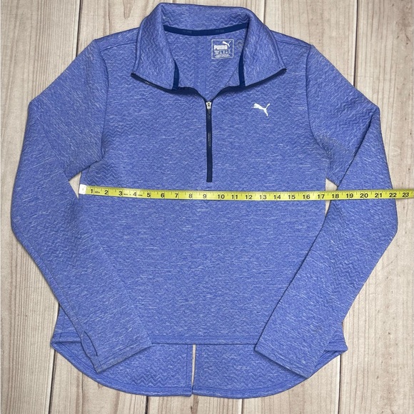 Puma Women’s Size Medium Half Zip Warm Cell Active Pullover Quilted Zig Zag Blue - Picture 3 of 5